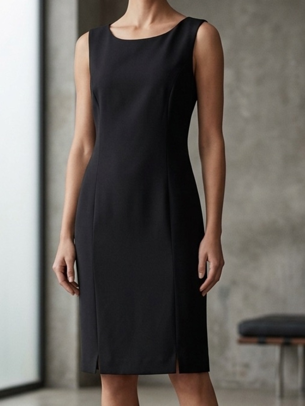 Classic Black Sleeveless Sheath Dress